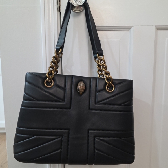 Kurt Geiger Kensington Union Jack Black Leather Tote Bag - Picture 2 of 9